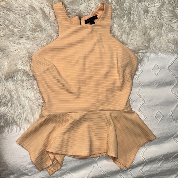 Material Girl | Peplum Zipper Back Side Cutout Lace Strap Sleeveless Tank Blouse - Picture 4 of 12